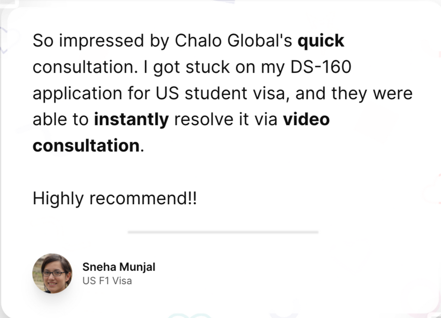 Sneha Munjal US F1 Visa